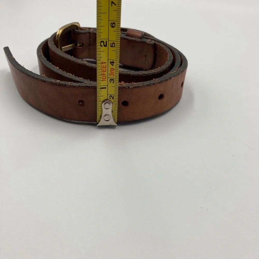 L.L.Bean brown Leather Unisex Belt Everyday Made in England Solid Brass Buckle